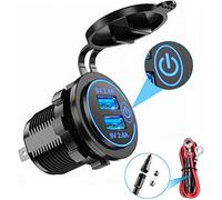 Caricatore USB per Auto, presa USB 5V 4.8A display a LED Interruttore Tattile, per Veicoli 12V ~ 24V Camper Barca Moto SUV