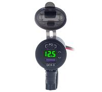 Caricatore USB per moto - QC PD doppia porta, adattatore di alimentazione mobile | Presa di ricarica ingresso 12-24V con pulsante elettronico per telefono GPS Tablet Outdoor Equitazione Viaggi Touring