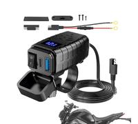 Caricatore USB per motocicletta - Adattatore a doppia porta, SAE Quick Connect | Kit di ricarica per telefono impermeabile rapido PD3.0 Qualcomm con interruttori di accensione/spegnimento voltmetro