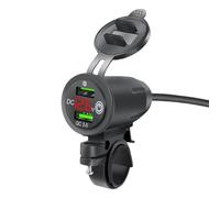 Caricatore USB per motocicletta - Display di tensione in reale, presa a doppia porta | Monte manubrio impermeabile con indicatore di potenza per la navigazione GPS Batteriy Battery Ricarica