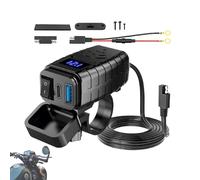 Caricatore USB per motocicletta - Presa USB di Ricarica Rapida Caricatore USB con Voltmetro | SIGA di alimentazione USB Impermeabile, Porta di Ricarica del telefono Manubrio, Adattatore USB per