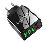 Caricatore USB per settore - 4,5 x 2,7 x 6,8 cm 3 porte USBS | Adattatore da parete con schermo LCD digitale per tablet Home - Caricamento rapido e facile da controllare