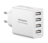 Caricatore USB Presa, Presa USB Multiplo 4-Porte 25W/5A Caricatore Rapido Spina USB Multipla Alimentatore USB Caricabatterie USB Spinotto Muro Adattatore per iPhone 17 16 15 14 13 12 11,iPad,S-amsung