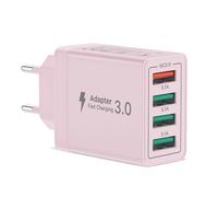 Caricatore USB, Presa USB da Muro 40W QC3.0 Caricatore Multiplo Caricabatterie Rapido per iPhone Series, Samsung, Adattatore Cellulare Carica Universale Xiaomi Alimentatore Huawei Spinotto Spina Rosa