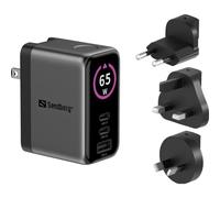 Caricatore USB Sandberg Travel Charger PD65W Display 3 Porte