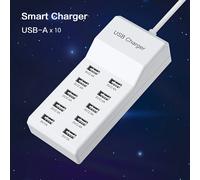 Caricatore USB Stazione di ricarica USB da parete a 10 porte, adattatore hub USB per presa di estensione iPhone Samsung Xiaomi Huawei