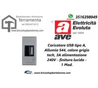 Caricatore USB Ave Allumia S44 3A Tipo A Grigio 443082USB3A