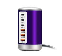 Caricatore USB universale a 6 porte per stazione di ricarica USB desktop con tecnologia di identificazione intelligente, compatibile con iPhone, iPad, telefoni cellulari e tablet (viola)