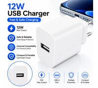 Caricatore USB Universale da Muro 5V 2.4A con Spina EU, Alimentatore Rapido USB-A per Smartphone, Tablet, Auricolari Bluetooth, Smartwatch e Accessori USB
