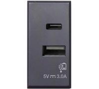 Ave Tekla S44 Caricatore USB-A e USB-C™ 3A 230V Grigio Opaco, 445082USBAC