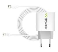 Caricatore USB Veloce 20W Mayaxess Bianco con Cavo USB-C 1m