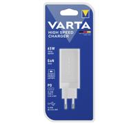 Caricatore Varta 65W 3 Porte USB-C e USB-A Ricarica Rapida Universale Bianco