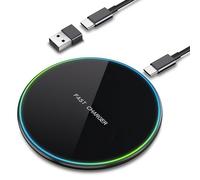 Caricatore Wireless 15W, Caricatore Senza Fili Base Rapida Caricabatterie Wireless per iPhone 16 15 14 13 12 Pro Max/Mini/11/XS/XR/X/8, Samsung Galaxy S25/S24/S23/S22/S21/S20 (YH-15WU)