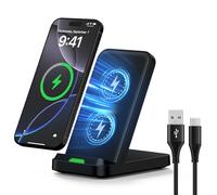 Caricatore Wireless, 15W Qi Caricabatterie Ricarica Rapida Wireless Phone Charger Holder Senza Fili Induttiva per iPhone 16 15 14 13 12 Pro Samsung S25/S25 Ultra/S24 ultra/S23/S22/S21/S20 Pixel 5