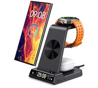 Caricatore Wireless 3 in 1 per Samsung S25 Ultra, Stazione di Ricarica per Samsung S25/S24/S23/Z Flip 7/Z Fold 7, Base Ricarica Wireless per Samsung Galaxy Watch Ultra/7/6/5, Galaxy Buds 3/3 Pro