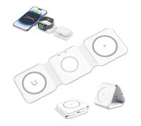 Caricatore Wireless 3 in 1 Pieghevole per Phone 16/15/14/13/12 Pro Max, Smartwatch 10/9/8/7/6/5/SE e Auricolari Bluetooth, Base di Ricarica Magnetica con Carica Rapida e Adattatore USB-C