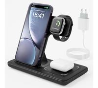 Caricatore Wireless 3 in 1, Ricarica Wireless Charger, 15W Stazione di Ricarica Replacement for iPhone 16/15/14/13/12 Pro/Max/Plus/XS/XR/X, Watch Ultra 10/9/8/7/6/5/4/3/SE, Earbuds Pro 4/3/2 LUOATIP