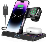 Caricatore wireless 4 in 1 Caricatore per iPhone 16 15 14 13 12 11 Pro SE X XS XR & Watch 9 8 7 6 SE 5 4 3 2,Ricarica Wireless Per i-Watch Ultra 9 8 7 6 SE 5 4 3 Wireless earphones 3/Pro 2