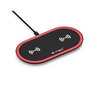 Caricatore Wireless a Pad Dual Charging 5W+5W Colore Rosso e Nero SKU-7740