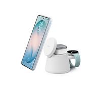 Belkin UltraCharge Caricatore Wireless Magnetico 3 in 1 Qi2.2 25W con Porta USBC, Stazione di Ricarica per Samsung Galaxy S26, Galaxy Watch, Pixel 10, Pixel Watch, Apple Watch, con Alimentatore 45W