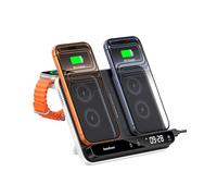 Caricatore Wireless Dual per iPhone, Doppio Caricabatterie per 2 Telefoni | Stazione di Ricarica per iPhone 18 Pro Max/18 Pro/17/Air/16/15, per Apple Watch 11/10/Ultra 3/SE 3/AirPods, SwanScout 710A