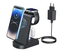 Caricatore Wireless,INNISTO 3 In 1 Caricabatterie Wireless Induttiva,stazione ricarica Compatibile Con iPhone 17/16/15/14/13/12 Pro/Pro Max,Apple Watch Ultra/10/9/8/7/6/5/SE/SE 2 AirPods321/Pro1 Nero