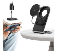Caricatore Wireless iphone 15W Magnetico Veloce Ricarica Wireless Stazione con Adattatore 20W QC 3.0 Compatibile Con iPhone 15/14/13/12/11/XS/X/8 Serie, AirPods 2/3/Pro, Nero