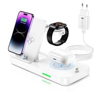 Caricatore Wireless iPhone, 4 in 1 Base Ricarica iPhone Apple Watch Airpo Stazione Ricarica Apple Watch Caricatore per Apple Watch 9/8/7/6/SE/5,Caricabatterie Wireless per iPhone 14 Pro Max/13/12/11