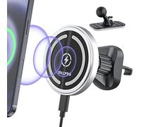 Caricatore Wireless Magnetico per Auto,15W Ricarica Veloce,Supporto Auto Magsafe Caricabatterie Senza Fili Per il cruscotto e la bocchetta dell’aria,Compatibile con iPhone 12/13/14/Pro/Pro Max/Mini