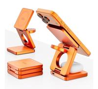 Caricatore Wireless MagSafe 3 in 1 da 25W, stazione di ricarica magnetica per iPhone 12-17, Apple Watch e AirPods, caricatore a induzione Qi con USB-C, supporto pieghevole per casa e ufficio, arancia