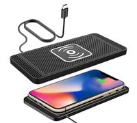 Caricatore Wireless Per Auto - Caricatore Smartphone Con Rilevamento Automatico E Cavo Da 39 Pollici | Tappetino In Silicone Antiscivolo Per Cruscotto | Compatibile Con Ricarica Rapida Universale Per