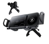Caricatore wireless per auto - Ricarica rapida da 15 W, design a doppia bobina, supporto pieghevole, presa d'aria e su cruscotto | Supporto cellulare, guida mani libere, alimentazione r