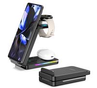 Caricatore Wireless per Google Pixel Watch 3/2, 3 in 1 Caricatore Google per Pixel 10/9 Pro/9/8a/8/8 Pro, Stazione di Ricarica Pixel Pieghevole per Pixel Buds Pro 2 (Non per Pixel Watch 4/1)
