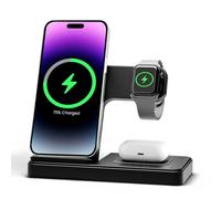 Caricatore Wireless per iPhone 3 in 1: Stazione di Ricarica per iPhone 16e 16 15 14 13 12 11 Pro Max per Apple Watch S10-2 SE Ultra per AirPods 4 3 2 Pro, Dock Station per Scrivania Comodino Viaggio