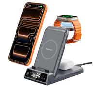 Caricatore Wireless per iPhone Air/17, 3 in 1 Stazione Ricarica per iPhone 16/15/14/13/12/11, per Apple Watch 11/10/Ultra 3/Ultra 2/9/8/7/6/Ultra/SE 3, SwanScout 703A, Nessun Adattatore (Grigio Tech)