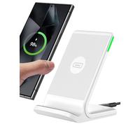 INIU Caricatore Wireless, [Bianco, 15W] Certificato Qi Ricarica Rapida per iPhone 16 15 14 13 12 11 Pro Max Samsung Galaxy Google Pixel