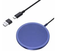 Caricatore wireless per iphone Magnetico, Base di Ricarica Wireless Rapida per iPhone Serie 17/16/15/14/13/12 per AirPods 4/3/2/Pro con Doppia Porta di Ricarica, Blu(Alimentatore non incluso)