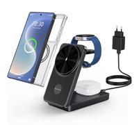 Caricatore Wireless per Samsung, Caricabatterie da Viaggio Pieghevole per Samsung Galaxy S25 Ultra/S24/Z Fold/Flip 7, Magnetica Wireless Charger 3 in 1 per Galaxy Watch Ultra/8/7/6/Buds 4 (Nero)