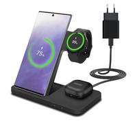 Caricatore Wireless per Samsung da MMOBIEL - 3 in 1 Stazione di Ricarcica Wireless 15W per MagSafe Samsung Galaxy S25/S24/S23/S22 Serie, Galaxy Watch 6/5 / 4, Galaxy Buds - Incluso Adattatore da 20W
