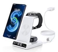 Caricatore Wireless per Samsung Galaxy S25 Ultra, Wireless Charger per Samsung Orologio Digitale per Samsung Galaxy Watch 8/7/Ultra/6, Caricabatterie a Induzione per Galaxy S24, Z Fold 7,Active 2,Buds