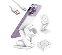 Caricatore Wireless Stazione 3 in 1 per iPhone, Watch, pods | Caricatore Wireless Magnetico Pieghevole 15W, Stazione di Ricarica Rapida da Viaggio per Watch Ultra/10/9/8/7/SE, Pods Pro/4