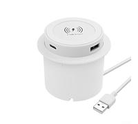 Caricatore wireless veloce 3 in 1 stazione di ricarica da tavolo presa USB per scrivania o comodino, design di facile accesso (bianco)