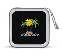 Caricatura di palma su una piccola isola divertente CD Case Holder Organizer 40 Capacità DVD Collection Storage Bag Portafoglio per Auto Casa Viaggio