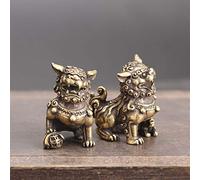 Carillon 1Pair rame puro fortunato Re Leone Miniature Miniature escursioni ornamenti bronzo antico cinese animali Statue Casa Feng Shui Decor Carillon ballerino Music Box (Color : Lions Statue)