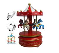Carillon a Corda Giostra Natalizia con Cavalli Meccanico Melodia Natale 18x11 cm