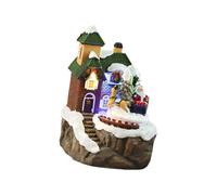Carillon a forma di cabina di Natale, per uomini, donne, bambini, regalo di compleanno, regalo di Natale, in resina, con luce a LED, statuette di villaggio di Natale