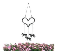 Carillon a forma di cuore, con 3 ciondoli a forma di cavallo, in metallo, per decorare la casa, per feste, casa, Pasqua, festival, primavera, camera da, campagna, giardino, balcone