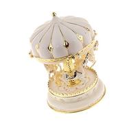 Carillon a forma di giostra, con cavalli rotanti, regalo romantico per matrimonio, compleanno, Natale, beige