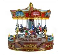 Carillon a forma di giostra natalizia, mini carillon con musica e luci, splendidamente realizzato a mano, per regalo, decorazione per la casa, ufficio, feste