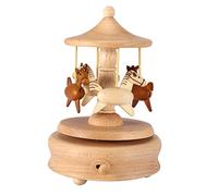 Carillon a giostra, Carillon in Legno Vintage Bellissimo Giro Forma di Cavallo Artigianato Regali Natale Decorazioni per la casa tavola Collezione Artigianato